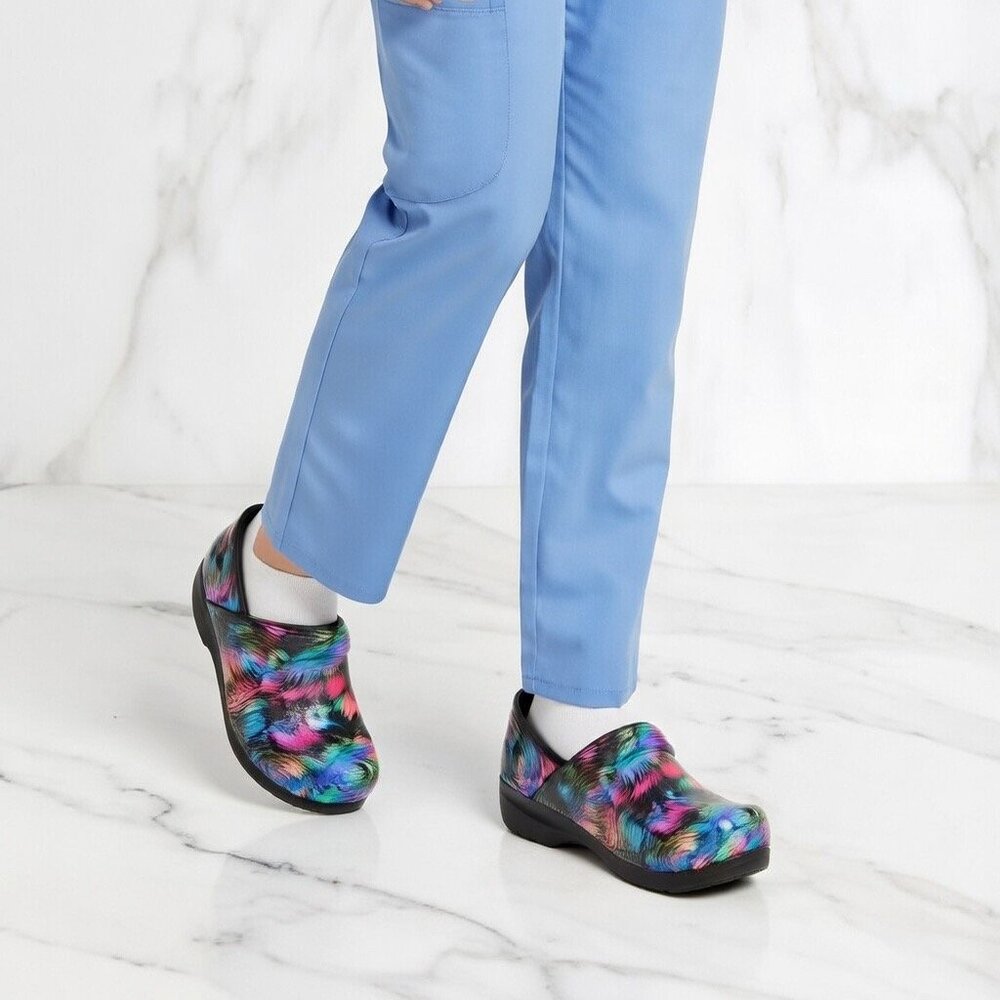 Dansko Professional Women's Iridescent‎ Multicolor Clogs, Size 8.5